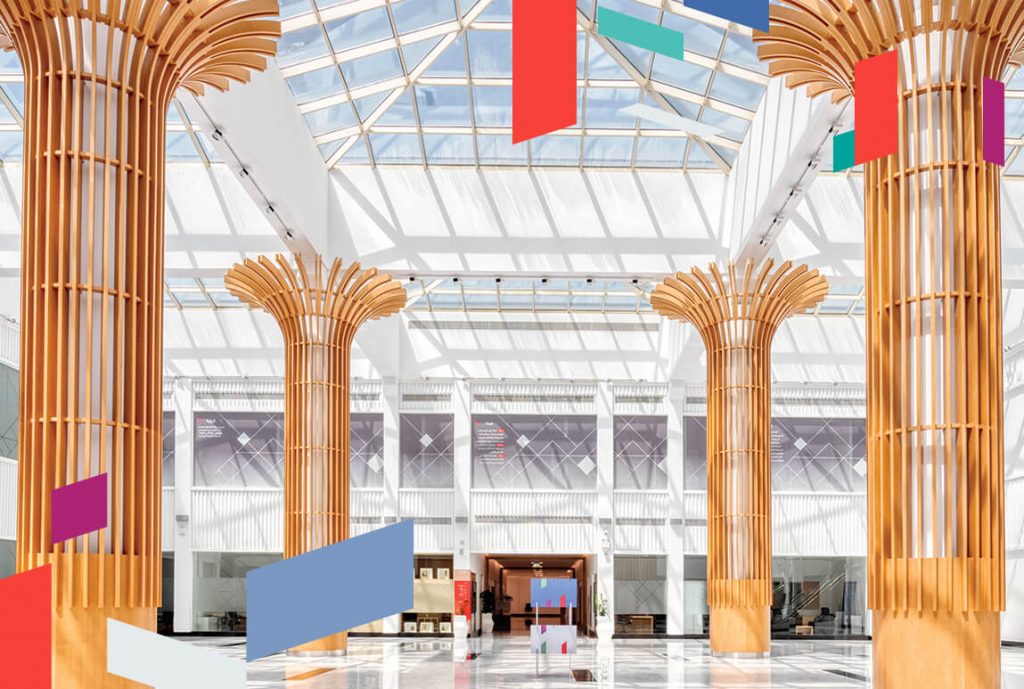 Interior view of SPC Free Zone in Sharjah, featuring modern architecture.
