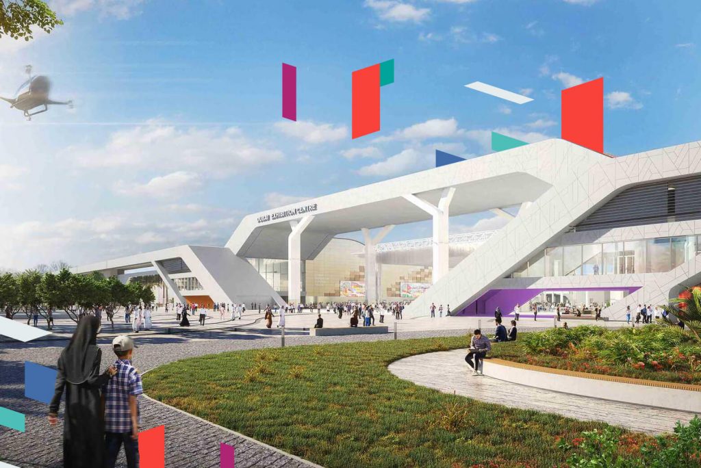 Modern SPC Free Zone building in UAE with futuristic architecture.