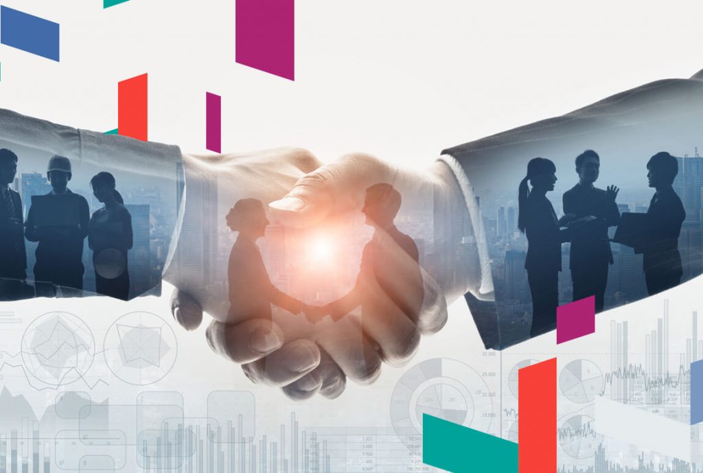Business partners shaking hands with SPC Free Zone and Sharjah Free Zone themes