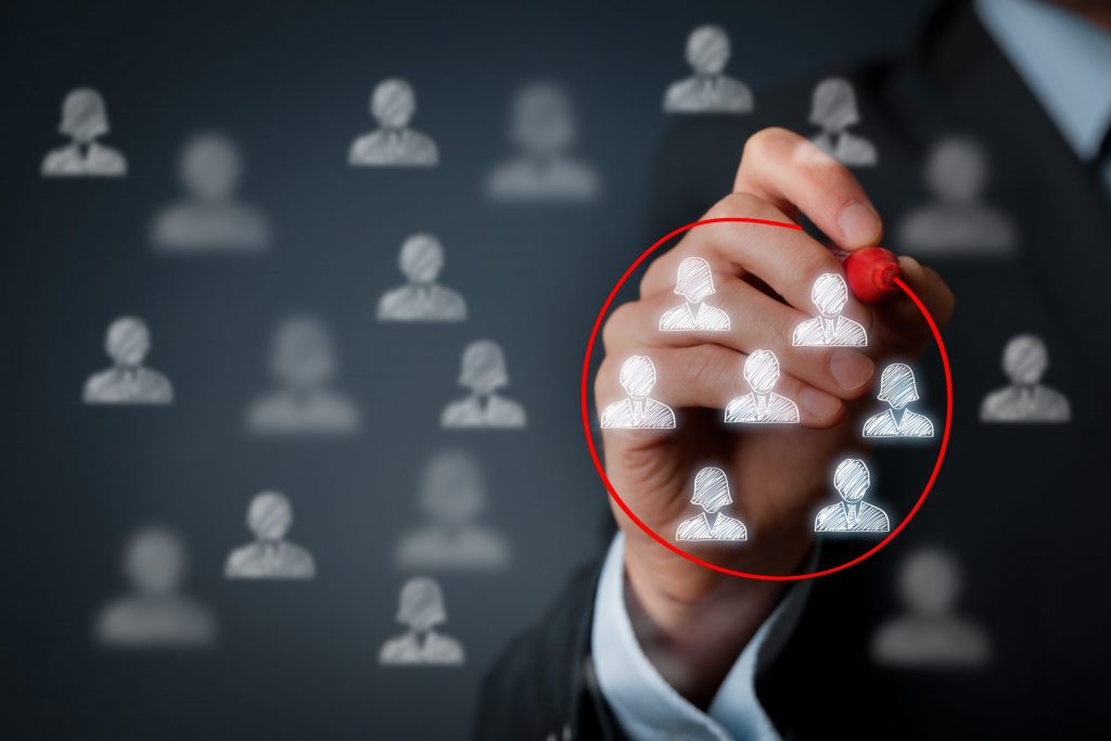 Red circle highlighting selected figures in a business network.
