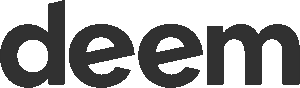 Deem logo in lowercase black letters.